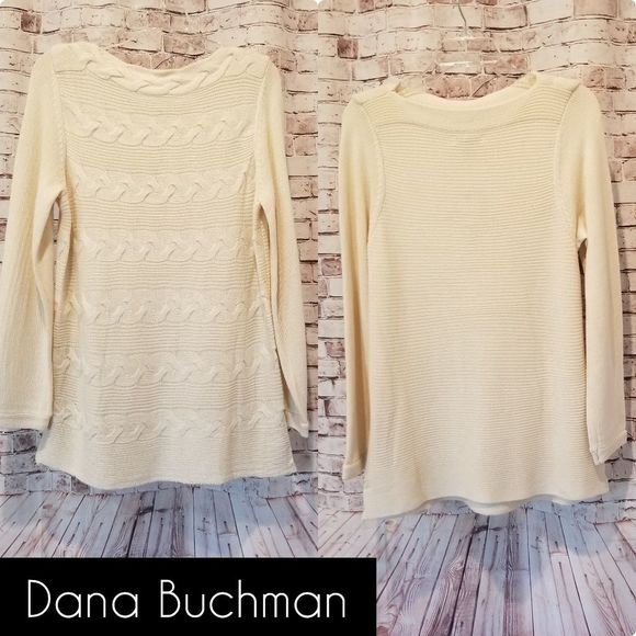 DANA BUCHMAN BNWT Cable Long Sleeve Sweater LARGE - Picture 2 of 8
